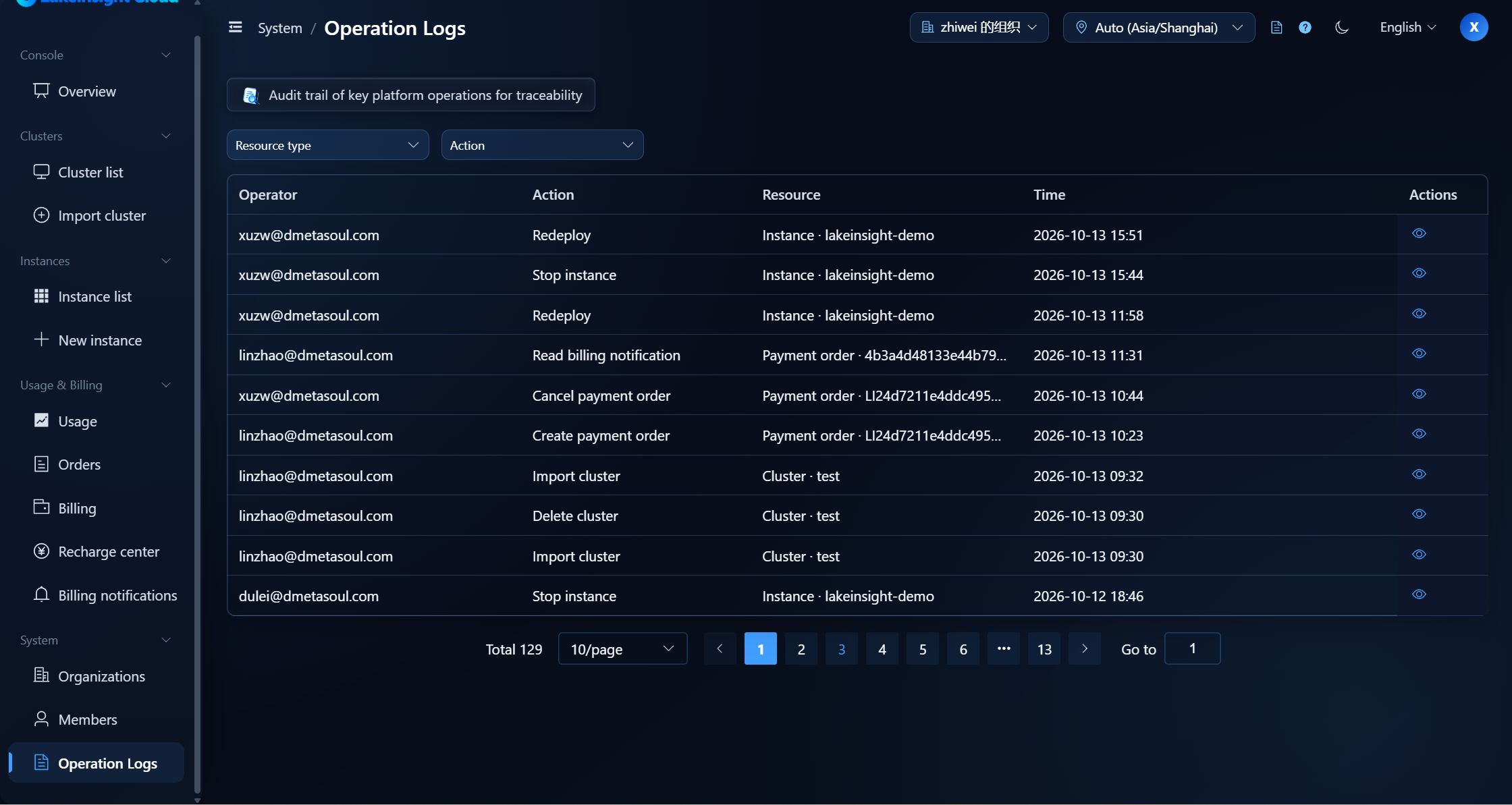 Operation logs